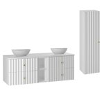Ensemble meuble double vasque colonne stratifis blanc