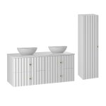 Ensemble meuble double vasque colonne stratifi�s blanc