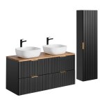 Ensemble meuble double vasque colonne stratifi�s noir