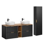 Ensemble meuble double vasque colonne stratifiés noir Ensemble meuble double vasque colonne stratifiés noir
