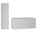 Ensemble meuble double vasque encastr�e colonne stratifi�s blanc