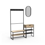 Ensemble meubles d'entre console, portant et miroir bois et mtal