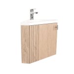 Ensemble meuble lave - mains d'angle dcor chne + robinet