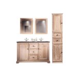 Ensemble de meuble de salle de bain en chne blanchi + colonne