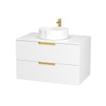 Ensemble meubles de salle de bains effet bois blanc - 80 cm