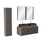 Ensemble meubles salle de bains effet bois marron - 120 cm Ensemble meubles salle de bains effet bois marron - 120 cm