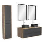 Ensemble meubles salle de bains effet bois marron - 120 cm