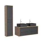 Ensemble meubles salle de bains effet bois marron 53x120x150cm
