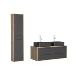 Ensemble meubles salle de bains effet bois marron 53x120x150cm