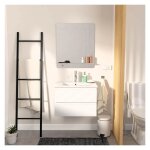 Ensemble meuble simple vasque 60cm avec vasque et miroir blanc Ensemble meuble simple vasque 60cm avec vasque et miroir blanc
