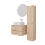 Ensemble meuble simple vasque 60cm + vasque + robinet + miroir + colonne