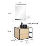 Ensemble meuble simple vasque 70 cm + vasque + miroir