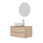 Ensemble meuble simple vasque 80 cm + vasque + robinet + miroir