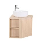 Ensemble meuble sous vasque d'angle + vasque blanche