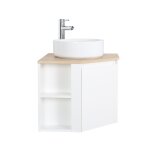 Ensemble meuble sous vasque d'angle + vasque blanche