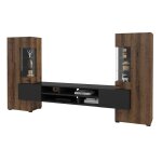 Ensemble meuble tv 2 armoires stratifis beige weng et noir