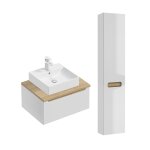 Ensemble meuble vasque 1 tiroir colonne stratifis blanc