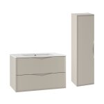 Ensemble meuble vasque encastrée colonne stratifiés beige Ensemble meuble vasque encastrée colonne stratifiés beige