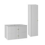 Ensemble meuble vasque encastrée colonne stratifiés blanc Ensemble meuble vasque encastrée colonne stratifiés blanc