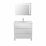 Ensemble meuble vasque et miroir  led bois blanc 79x82x45 cm