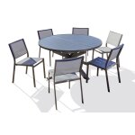 Ensemble repas 6 places en aluminium avec rallonge papillon