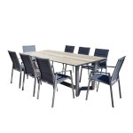 Ensemble repas de jardin 10 places en aluminium chne dor