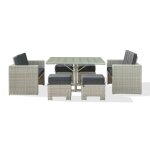 Ensemble repas de jardin encastrable 8 places en résine tressée crème Ensemble repas de jardin encastrable 8 places en résine tressée crème