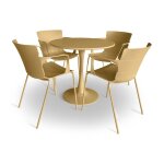 Ensemble de repas table et 4 fauteuils en polypropylne ocre