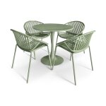 Ensemble de repas table et 4 fauteuils en polypropylne vert