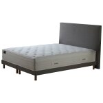 Ensemble ressort m�moire de forme sommier tete de lit gris 180x200