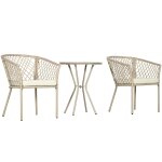 Ensemble salon jardin 2 places 3 pices coussins rsine tresse beige