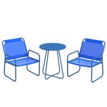 Ensemble salon jardin 3 pi�ces 2 fauteuils lounge et table ronde bleu