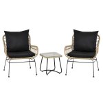 Ensemble salon de jardin 3 pices style exotique rsine beige