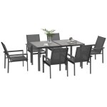 Ensemble salon de jardin 6 places 7 pices table  manger gris