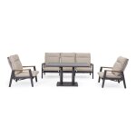 Ensemble de salon avec table rglable en aluminium anthracite
