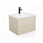 Ensemble simple vasque 60cm avec plan cramique et robinet noir