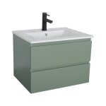 Ensemble simple vasque 60cm avec plan cramique et robinet noir