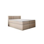 Ensemble sommier et matelas avec tiroirs en velours beige 180x200