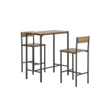 Ensemble de table et 2 chaises de bar effet bois et mtal noir