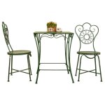 Ensemble table et 2 chaises en fer forg : (2)42x47x92h - 61x61x75, 5h cm