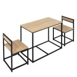 Ensemble table 2 chaises style industriel mtal noir aspect bois clair
