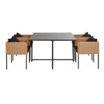 Ensemble table et 4 chaises de jardin en acier et aluminium gris anthracite et résine recyclée beige Ensemble table et 4 chaises de jardin en acier et aluminium gris anthracite et résine recyclée beige