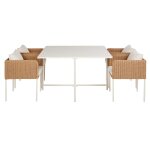 Ensemble table et 4 chaises de jardin en métal écru et résine recyclée beige Ensemble table et 4 chaises de jardin en métal écru et résine recyclée beige