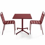Ensemble table 70 cm et 2 chaises de jardin en m�tal pourpre