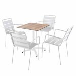 Ensemble table 70 cm chne fonc et 4 chaises en mtal blanc