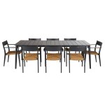 Ensemble table et 8 chaises de jardin en aluminium gris anthracite et rsine recycle beige