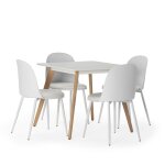 Ensemble table 80x80 cm et 4 chaises de salle à manger blanc Ensemble table 80x80 cm et 4 chaises de salle à manger blanc