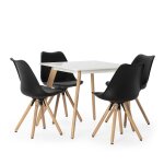 Ensemble table 80x80 cm et 4 chaises de salle à manger noires Ensemble table 80x80 cm et 4 chaises de salle à manger noires