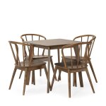 Ensemble table 80x80 cm et 4 chaises de salle à manger noyer Ensemble table 80x80 cm et 4 chaises de salle à manger noyer