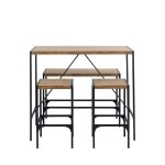 Ensemble table de bar 4 personnes bois et mtal h105cm - bois clair